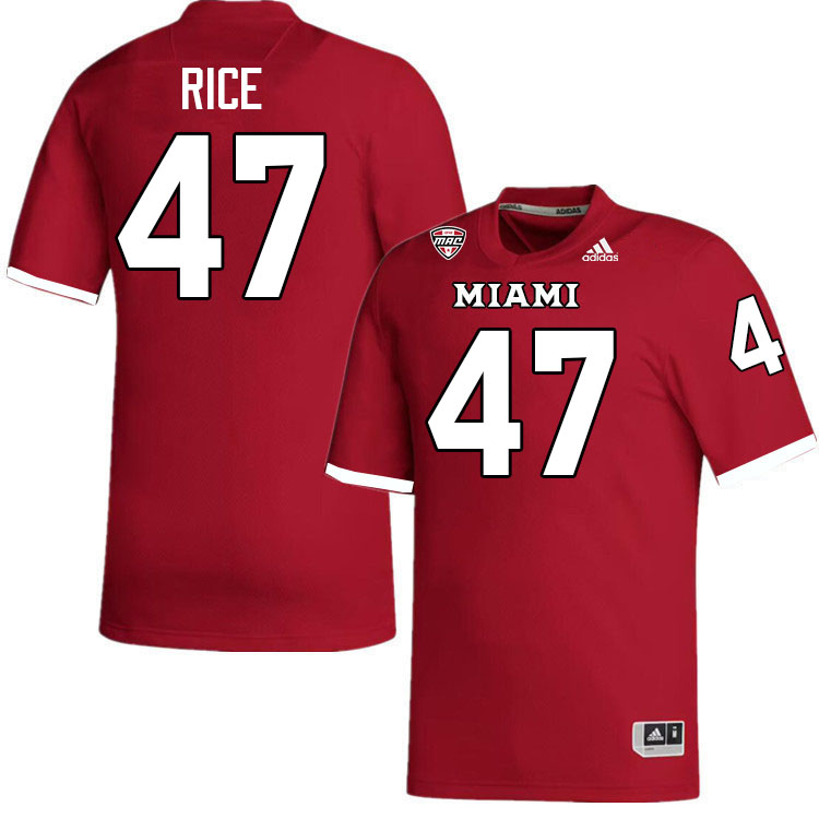 Miami University Redhawks #47 Brach Rice College Football Jerseys Stitched-Red